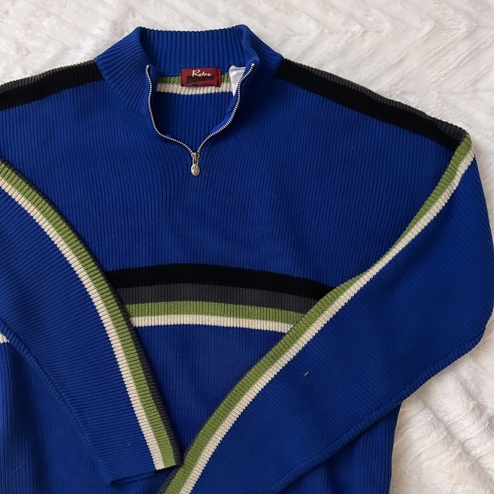 Vintage Men’s Y2k Striped Pullover Sweater Size Medium